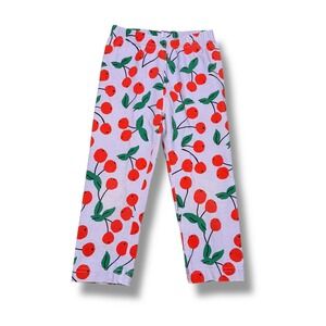Hanna Andersson Kids Cherry‎ Print Leggings Pants Light Purple Size 6-7